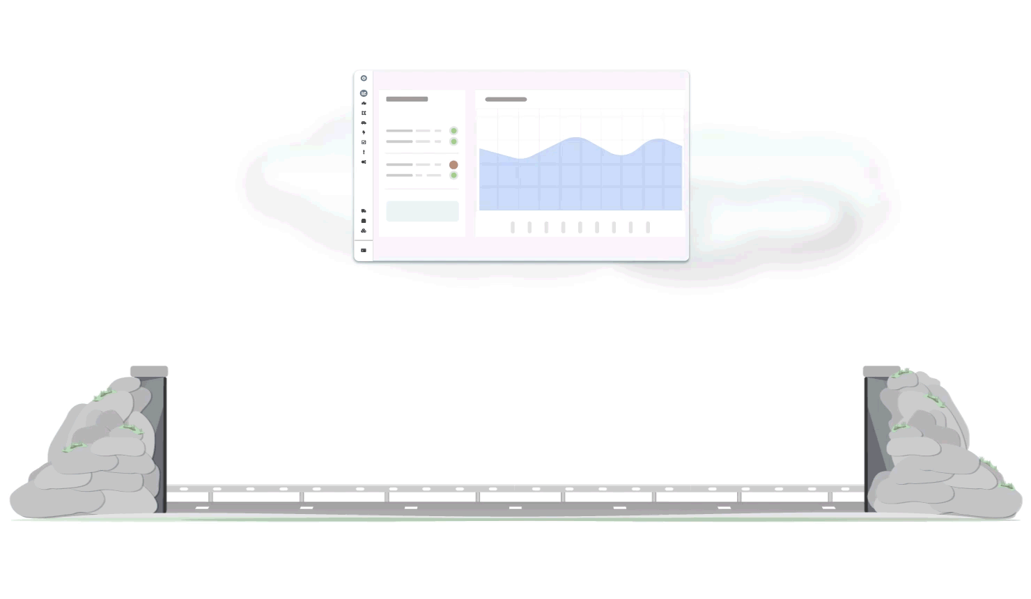 Different vehicle driving on the road sending data to the cloud gif