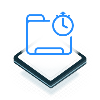 Icon of a folder with a time clock