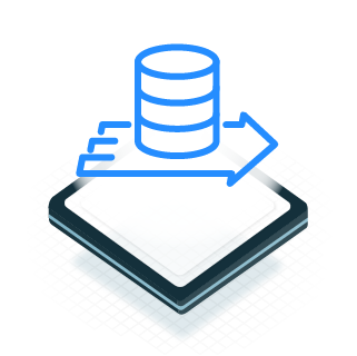 Icon of a database ontop of an arrow