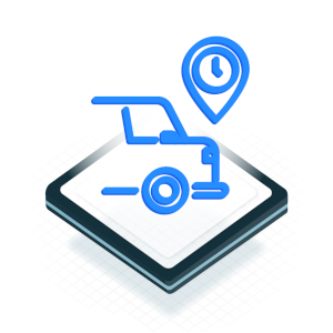 Icon of half a car with a GPS location above