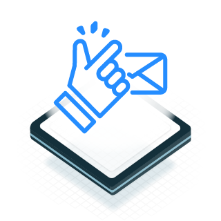 Icon of a mail with a hand snapping