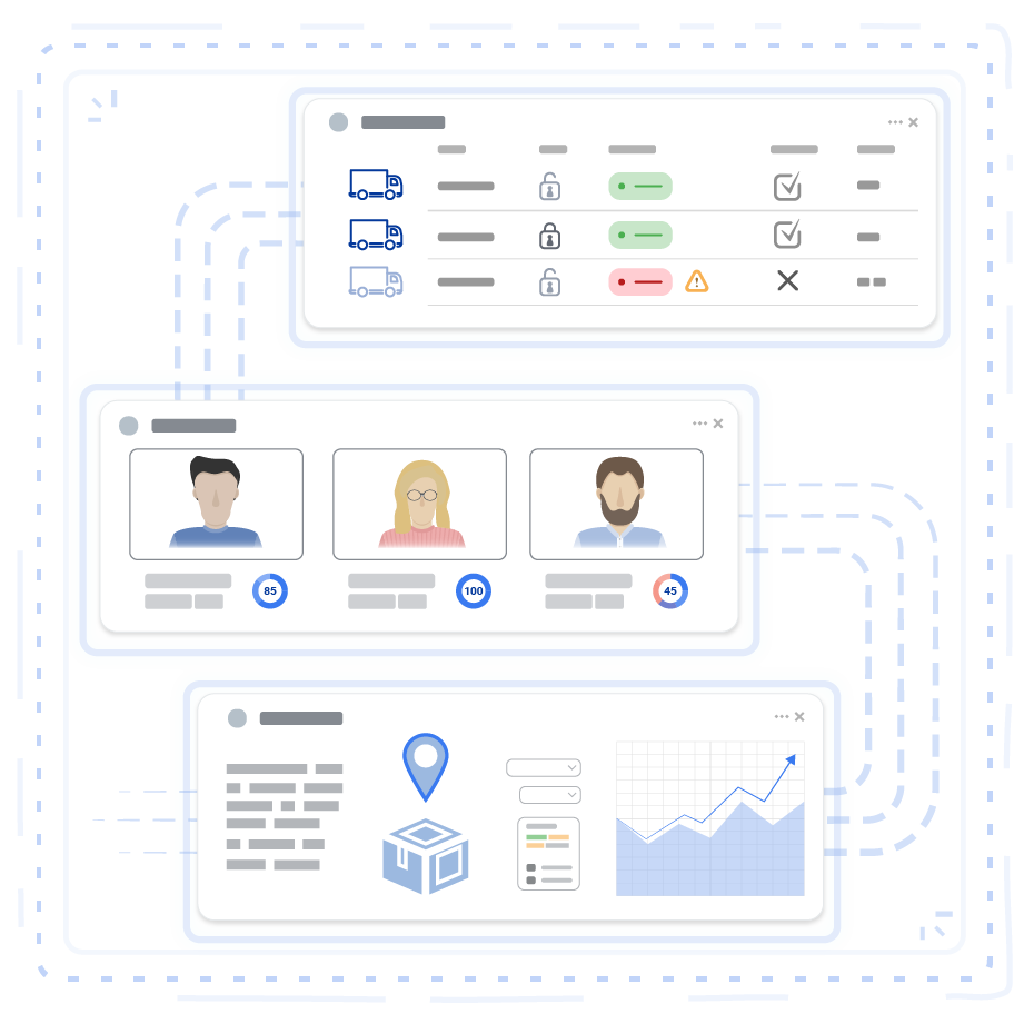 Group of widgets working together to get the full picture of a fleet