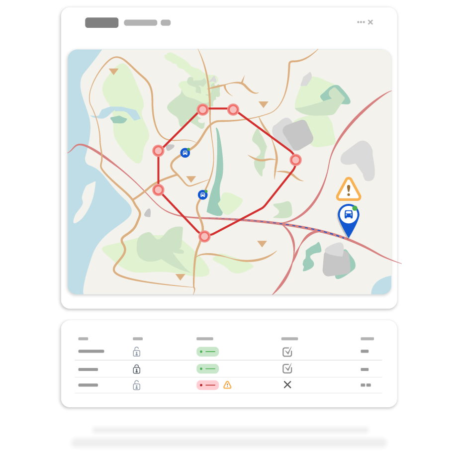 widget showing vehicle alerts on a map