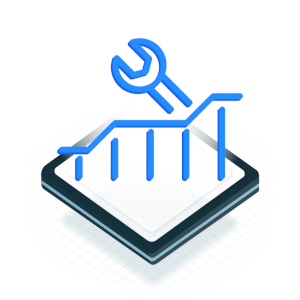 Icon of a graph showing progress and a wrench behind