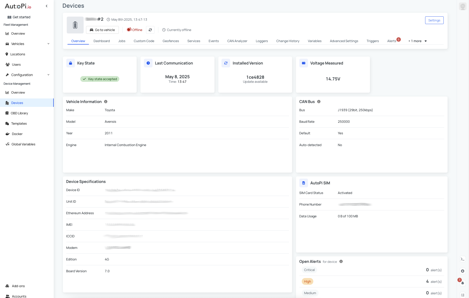 Example of how AutoPi Cloud looks like